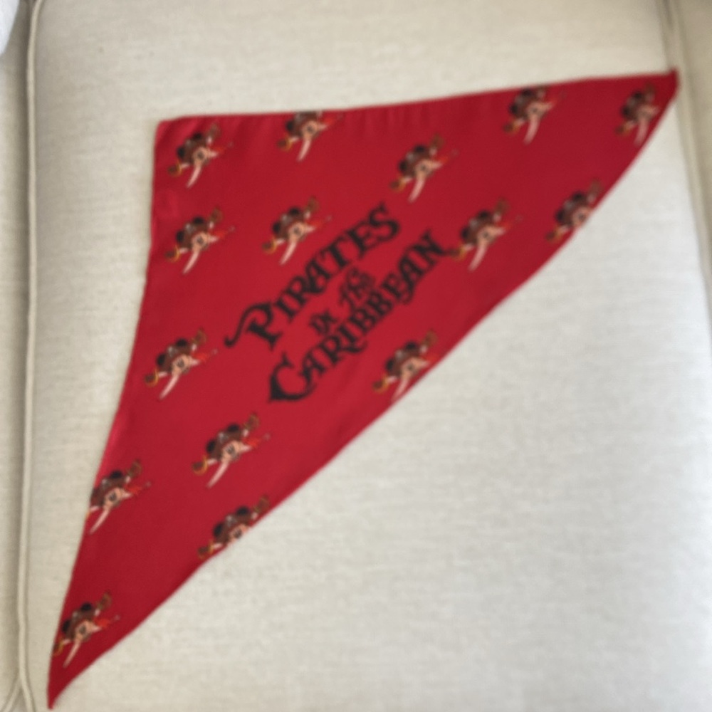 Disney Pirates of The Caribbean Red Bandana with Mickey Mouse Graphics - - Picture 3 of 7